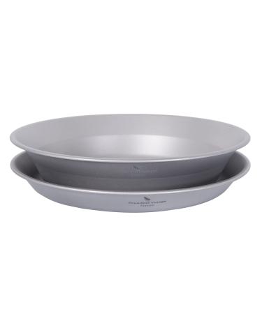 Boundless Voyage Titanium Dish Plate Bowl Set with Carry Bag Outdoor Camping Pan Tableware Cookware Mess Kit for Food Fruit Sauce Ti1113T (pan+bowl)