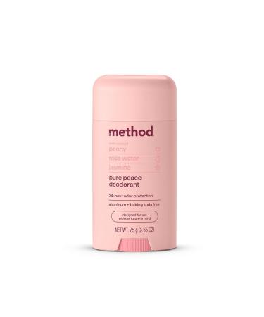 Method Deodorant Pure Peace Rose Water Peonies + Pink Sea Salt notes 24 Hour Odor Protection 2.65 oz