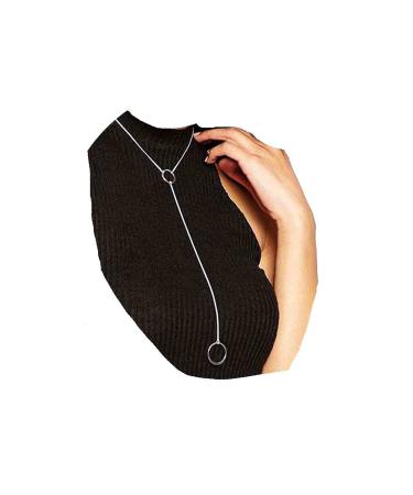 Boho Long Circle Pendant Necklace Silver Y Lariat Necklace Minimalist Y Drop Chain Necklace Jewelry for Women
