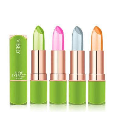 4 PCS Magical Color Change Aloe Vera Lipstick | Dulele Waterproof Long-Lasting Lip Balm | Makeup Essentials - Buy Online on GoSupps.com