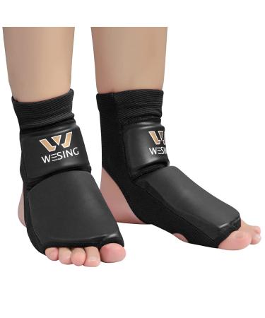 WESING Pro Instep Guard Foot Guard for Martial Arts Muay Thai MMA Black Large