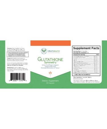 Return Healthy Glutathione Symmetry | S-Acetyl Glutathione Supplement | Antioxidants & Detoxification Supplement | Natural Cellular Support | All-Natural Vegan Non-GMO 120 caps - Buy Online on GoSupps.com