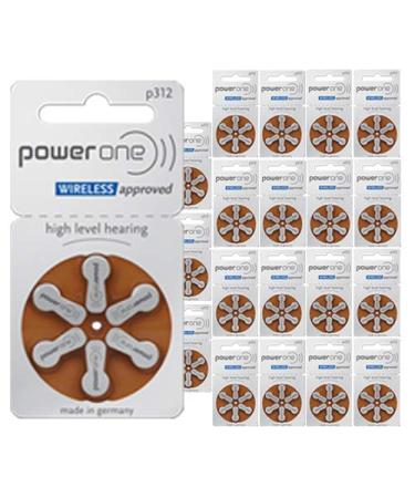 Powerone Hearing Aid Batteries, Size 312, 120 Batteries + Free Zipper Case