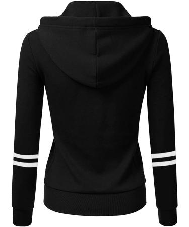 Anjikang Women's Striped Zip Up Hoodie | Oversized Hooded Sweatshirt Jacket with Drawstring | Long Sleeve Coats with Pockets - Buy Online on GoSupps.com