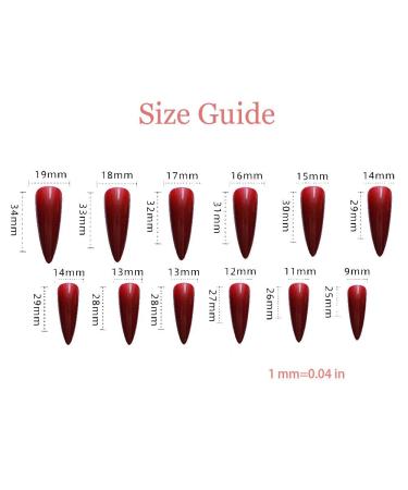 Redykat 24PCS XL Stiletto Matte Press On Nails - Salon Quality Extra Long Dark Red False Nails for Quick Home Manicure - Buy Online on GoSupps.com