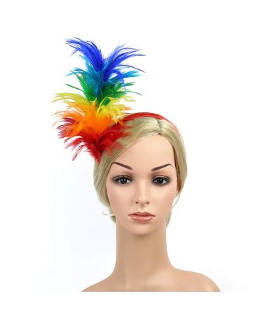Beaupretty Feather Fascinator Headband Hairband Hairband Women Headpiece Feather Costume Headwear for Carnival Party (Colorful)