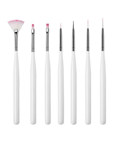 Yhzmy 7 PCs nail brush brush set nail design painting pen nail art liner brush gelail accessories brush set for nail art art professionally pen design salon white