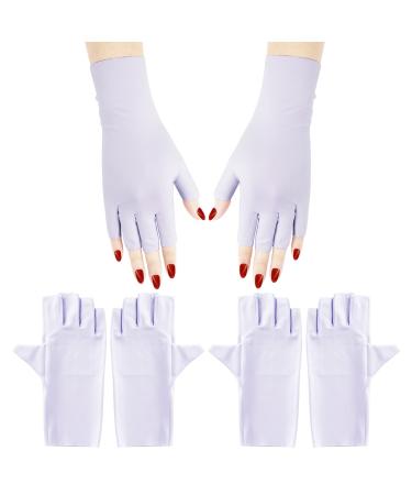 Arqumi UV Gloves for Gel Nails 2 Pairs anti UV Gloves for Gel Nail Light Lamp Dryer Nail Art Fingerless UV Protection Gloves for Gel Manicure Lavender