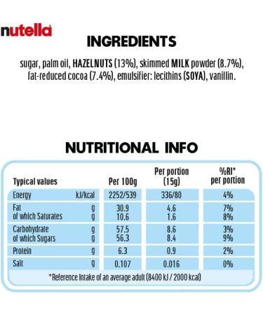 Nutella Hazelnut Spread with Cocoa - Creamy Coconut-Infused Delight | Sweet & Nutty with a Tropical Twist | Creamy Decadent and Delicious - Perfect Morning Companion | 100 Portions - Buy Online on GoSupps.com