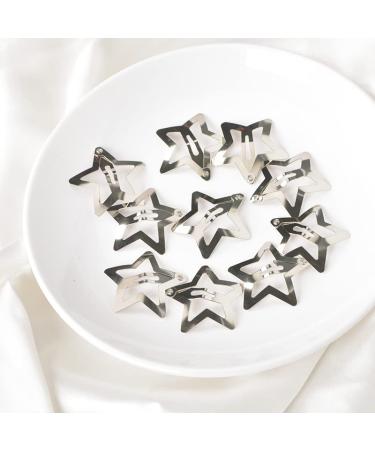 Silver Star Snap Hair Clips Set - 10 Pieces Y2K 2000s Girls Hair Barrettes & Headpieces - Buy Online on GoSupps.com