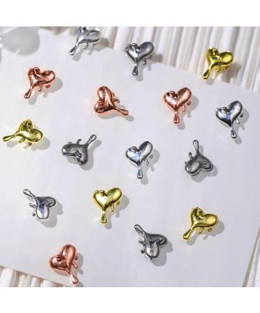 20pcs 3D Alloy Heart Nail Charms - Droplets Lava Heart Shape Art Charms for Nails - Punk Chrome Charms - Irregular Molten Love Metal Jewelry & Accessories - Buy Online on GoSupps.com