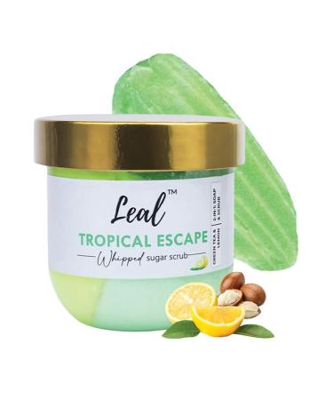 Leal Tropical Exfoliating Body Sugar Scrub Green Tea Lemon Sugar Face Scrub Face Polish Tan Sugar Scrub Whipped Foaming Vegan Scrub Sulfate free Whipped soap scrub dead skin-200 g