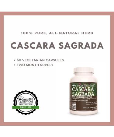 Cascara Sagrada 1000mg Vegan Capsules - Non-GMO Herbal Supplement (60ct) - Two Month Supply - Buy Online on GoSupps.com