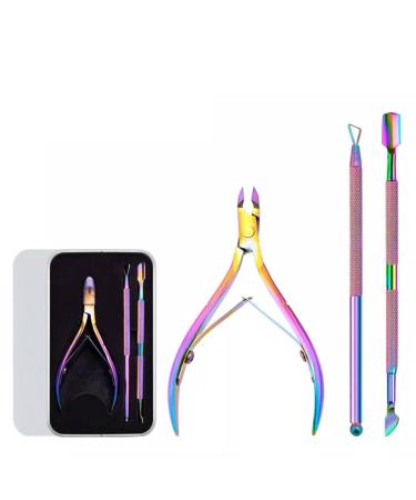 WolFum Cuticle Scissors 3p Stainless Steel Nail Push Fingernail Pick Clippers Remove Professioal Pedicure WolFums