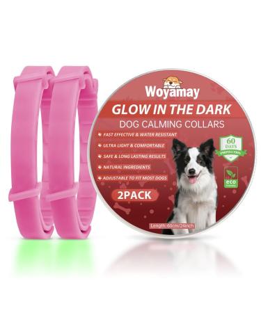 Woyamay calm collar for dogs |Adjustable luminous assembly lord calming collar dog with fear stress |Natural dog collar with pheromones for dogs of all sizes2 pieces (hot pink) red-2 pieces