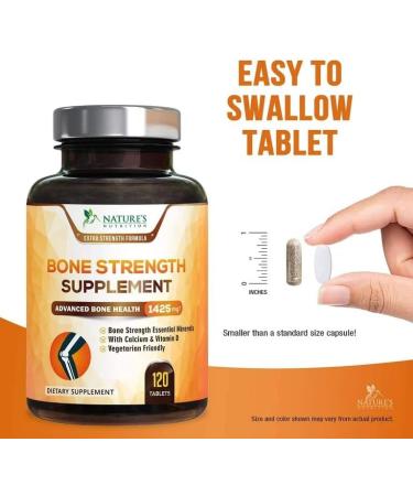 Bone Strength Support: Calcium, Vitamin D3, Magnesium - 1425mg (120 Capsules) - Buy Online on GoSupps.com