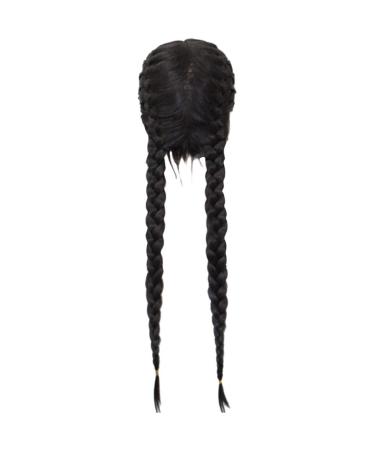 Mypace ponytail for fashion women synthetic braided double wig long long black women's wigs heat -resistant European and American wig female black two cubes