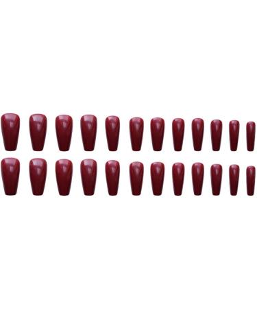 3pcs set of short T wine red fake nail patches wearing finished nail patches 24 pieces Fake Nail - Buy Online on GoSupps.com