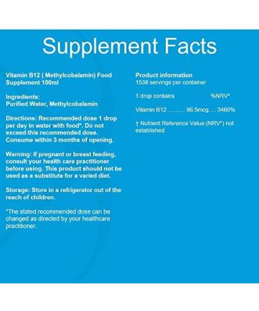 Metabolics Liquid B12 Methylcobalamin Supplement 100ml - Reduce Fatigue, Additive Free - Buy Online on GoSupps.com