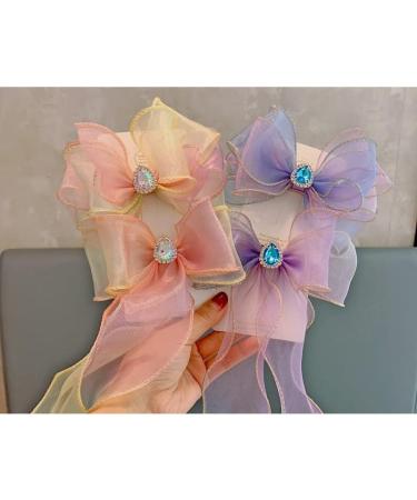 FEIFEI'S BOW Baby Girls Princess Chiffon Diamond Crown Unicorn Hair Clip | Multi Colour Toddler Party Dress Costume Bow - Buy Online on GoSupps.com