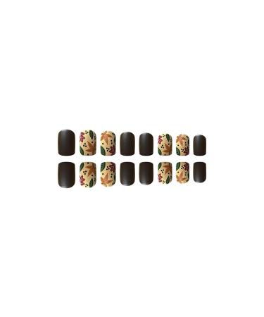 Thanksgiving Short Press on Nails - Brown Matte Acrylic False Nails with Maple Leaf Designs | 24 Pcs Extra Short Stick-on Nails for Women & Girls - Buy Online on GoSupps.com