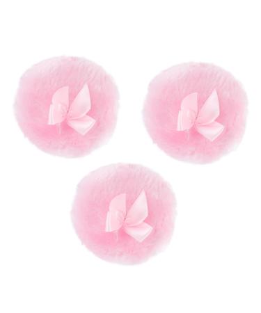 FRCOLOR 3pc Large Powder Puff Cosmetic Puff Pad Cosmetic Puff Sponge Foundation Puff Pad Makeup Puff Powder Puffs for Face Powder Vintage Hair Comb Baby Pink Fluffy Bow Tie