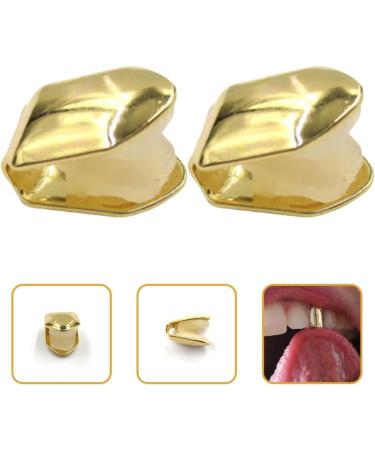 SUPVOX 2Pcs Gold Plated Small Single Tooth Cap Hip Hop Teeth Grill - Golden | Premium Quality - Buy Online on GoSupps.com