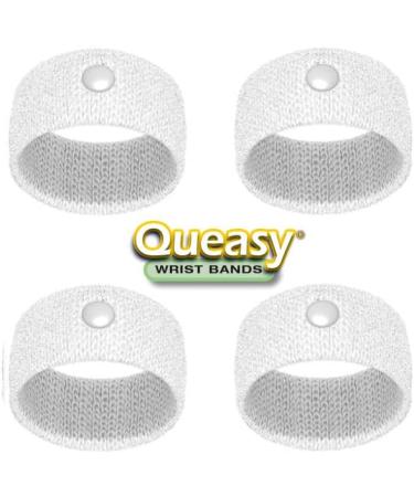 Queasy Anti-Nausea Wristbands - Relief from Morning Sickness, Motion Sickness & Migraine - Clinically Tested Acupressure Wristband - 2 Pairs (4 Bands) - White & Blue - 1 Count - Buy Online on GoSupps.com