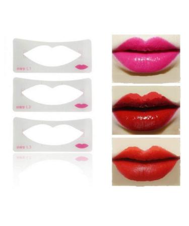 AMOYER 3Pcs Lip Liner Stencils 3 Lip Model Styles Lip Line Stencil Template Card Lips Cosmetic Tools Make Up