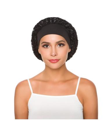 Crochet Hair Net Snood Hat Satin Sleep Cap for Women - Black - Buy Online on GoSupps.com