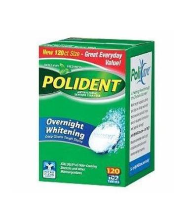 Polident Antibacterial Overnight Denture Cleanser Triplemint - 120 Tablets