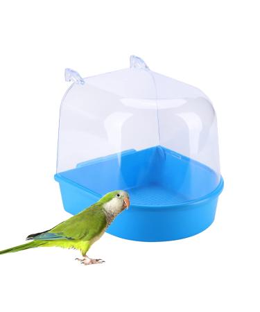 YNC Bird Cage Bathtub Shower Box, Bird Bathtub, Parrot Bath Cage, Clear Bird Bath for Cage Bird Cage Accessories Hanging Bird Tub for Small Bird Cockatiel for Small Pet Birds, Parakeet, Blue