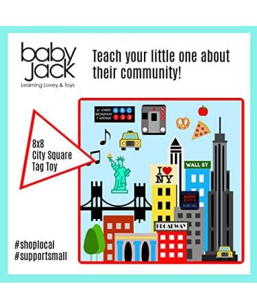 The Learning Lovey City Baby Crinkle & Teething Tag Square Tummy Time Stroller Toy 8x8 inch (New York City) - Buy Online on GoSupps.com