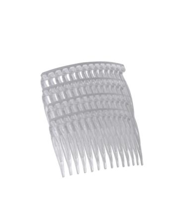 HD Novelty Set of 4 Tort Plain Hair Combs Slides 7cm (2.8") French Side Combs Plastic Twist Comb Strong Hold Hair Clips Accessories for Girls Women (15 Teeth) (White)