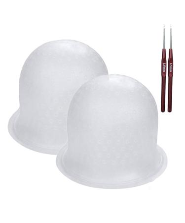 Highlight Caps with Coloring Hair Hook 2 Packs, Frosting Coloring Cap, Professional Salon Silicone Hairdressing Tools