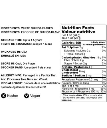 White Quinoa Flakes 1lb - Pressed Whole Grain Seeds, High Protein, Riboflavin, Raw, Kosher, Vegan - Ideal Oatmeal Substitute for Baking, Yogurt, Granola - Bulk Pack of 1 - Buy Online on GoSupps.com