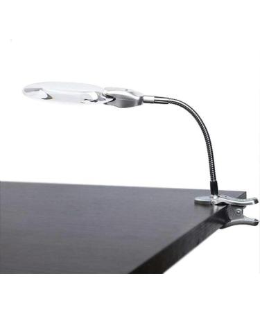 Portable Magnifier 2.5X 10X Desktop Hands Free Reading Magnifier with 2 LED Lamp and Metal Clamp for Read Hobby Crafts Model Building Soldering Full of Stars