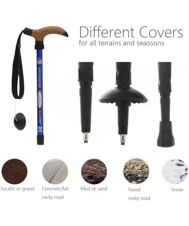 Kry Bergstock Hiking Stick - T-Shaped Handle Retractable Adjustable Aviation Aluminum Alloy Shock Absorption - Sky Blue - Buy Online on GoSupps.com