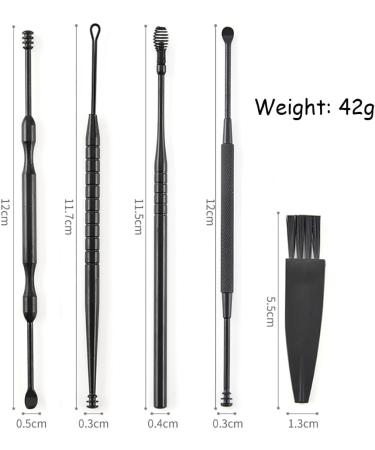 5 in 1 Ear Pick Earwax Removal Kit with Storage Box and Cleaning Brush - Black - Buy Online on GoSupps.com