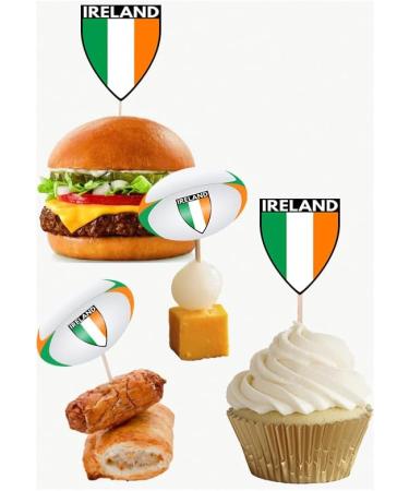 Ireland Flag Rugby Ball Food & Cupcake Picks Toppers Party Decorations Six Nations (14 Pack) - Buy Online on GoSupps.com