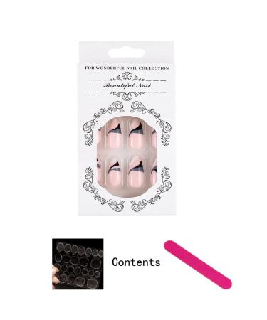 Sethexy Abstract Stiletto False Nails - Nude Pink with Snake Line Design | 24pc Acrylic Press-On Nails for Women & Girls - Buy Online on GoSupps.com
