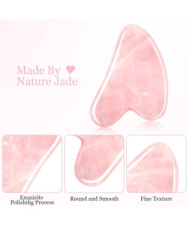 Uraqt Gua Sha - Heart Shape Jade Facial Massage Tool for Skin Care Tension Relief & Beauty | Pink Guasha Board for Face Eyes & Neck - Buy Online on GoSupps.com