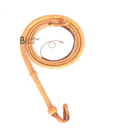 Indiana Jones Style Bull Whip 6 Foot 8 Plaits Real Tan Cow Hide Leather Bullwhip