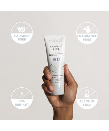 Sonrei Clearly Zinq Mineral Sunscreen Gel SPF 60 - Face & Body Zinc Protection for Athleisure | 3.40 Fl Oz - Buy Online on GoSupps.com