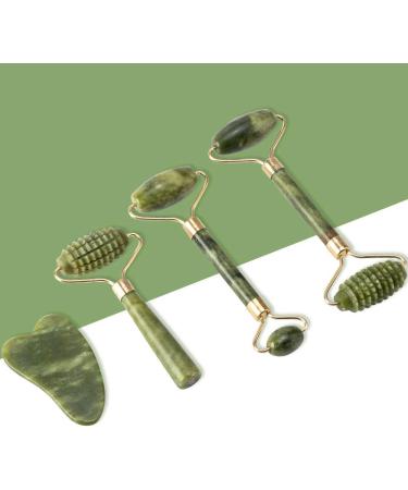Jade Roller for Face facial roller Jade Roller Face Massager Facial Skin Care Tool Reduces Wrinkles and Tightens Skin Natural Real Jade Stone for Face Eye Neck Body (5 in 1) - Buy Online on GoSupps.com