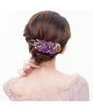 Long Fine Hair Clip For Styling Wear Resistance Women No Slip Rhinestone(Purple) - Buy Online on GoSupps.com