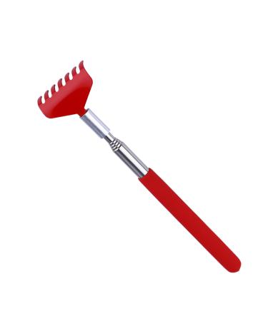 SESESFOUFU Telescopic tickle rake Extendable back massage device Telescopic back scratches of pull-out back scratches Telescopic ridge massage device. Rustproof steel rear incentive foldable red