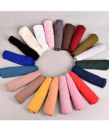 iFutniew Ladies Solid Color Pearl Chiffon Gold Powder Baotou Turban Monochrome Shawl Headband Muslim Headscarf Scarf Black - Buy Online on GoSupps.com