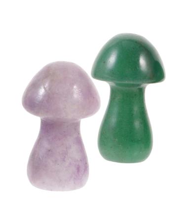 Toddmomy 2pcs Crystal Mushroom Mushrooms Gemstones Mushroom Figure Mini Stone Adornments Quartz Agate