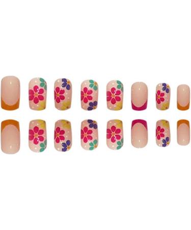 24pcs Floral Coffin Fake Nail Floral Summer 3D Press on Nails Floral Summer Nails Luxurious Nails Acrylic Nails Fake Nails For Women Girls - Buy Online on GoSupps.com